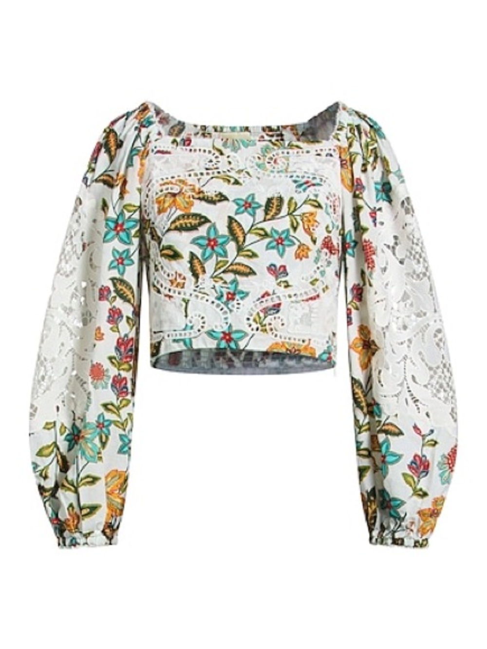 NWT $198 FARM RIO OFF-WHITE LACE BOTANICALS BLOUSE XL